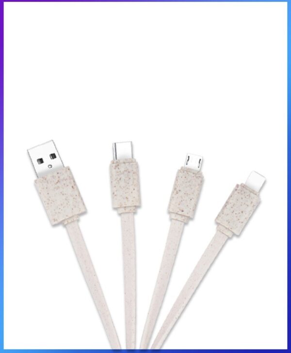 A Drag of Three Square Bamboo Wood Degradable Data Cable - Image 5