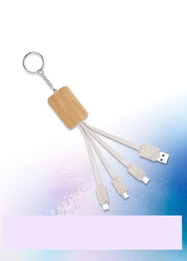 A Drag of Three Square Bamboo Wood Degradable Data Cable - Image 6