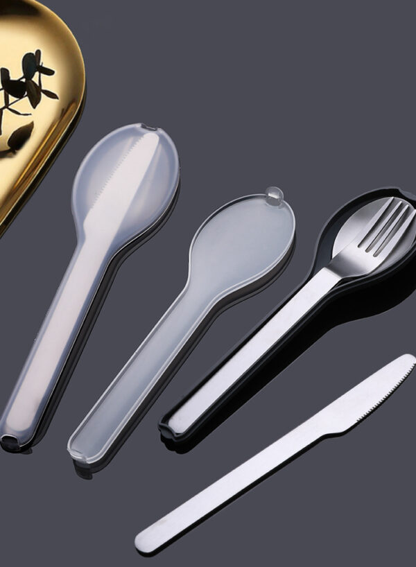Portable Stainless Steel 3-Piece Travel Cutlery Set - Image 6