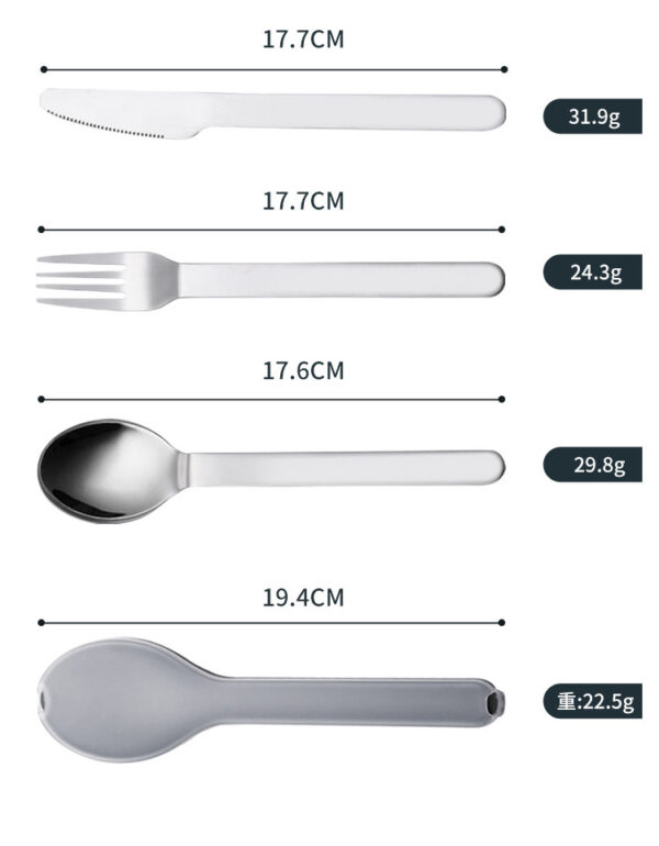 Portable Stainless Steel 3-Piece Travel Cutlery Set - Image 8