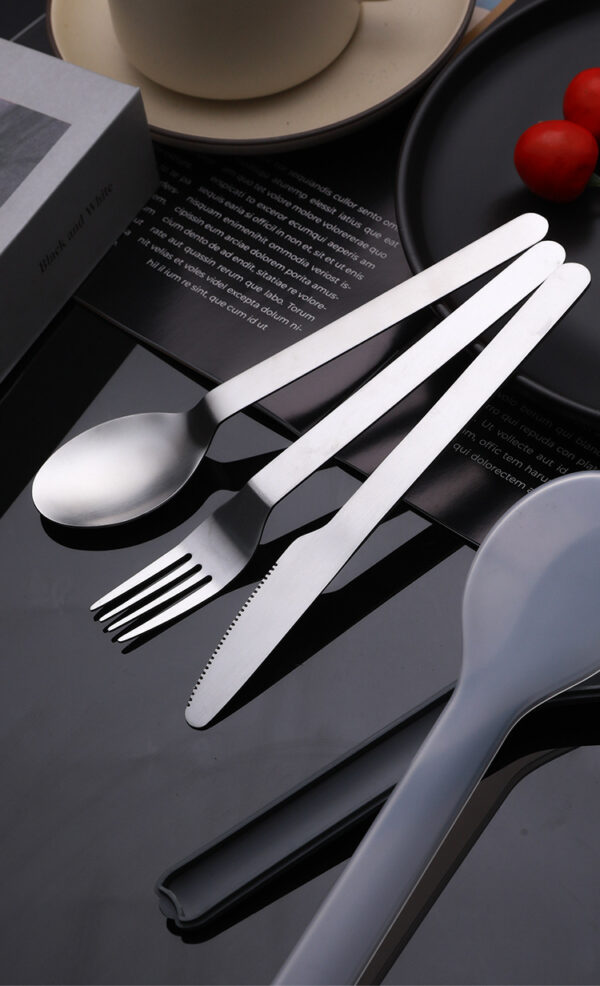 Portable Stainless Steel 3-Piece Travel Cutlery Set - Image 9