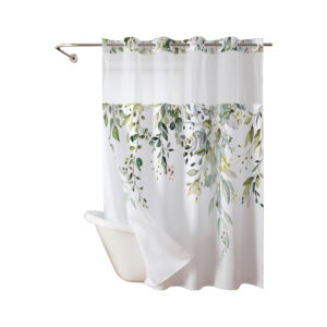 Custom Leaf Print Double-Layer Waterproof Shower Curtain