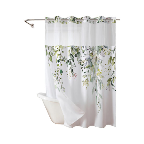 Custom Leaf Print Double-Layer Waterproof Shower Curtain