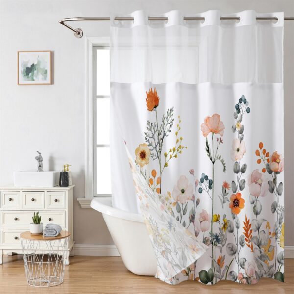 Custom Leaf Print Double-Layer Waterproof Shower Curtain - Image 6
