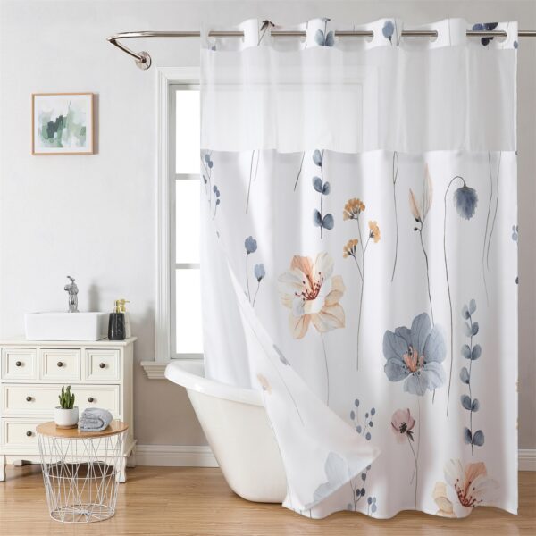 Custom Leaf Print Double-Layer Waterproof Shower Curtain - Image 7