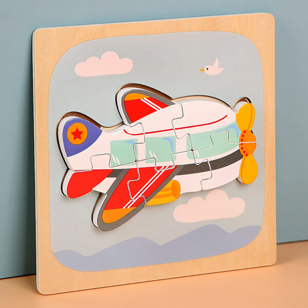 Wooden Children Cartoon Stereoscopic Puzzle - Image 2