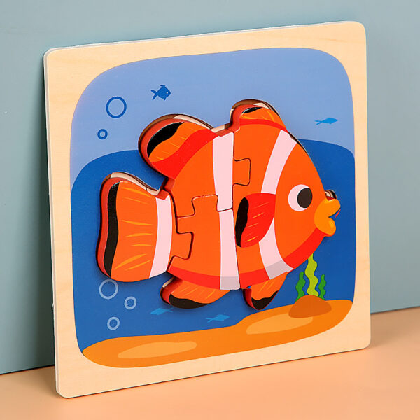 Wooden Children Cartoon Stereoscopic Puzzle - Image 3