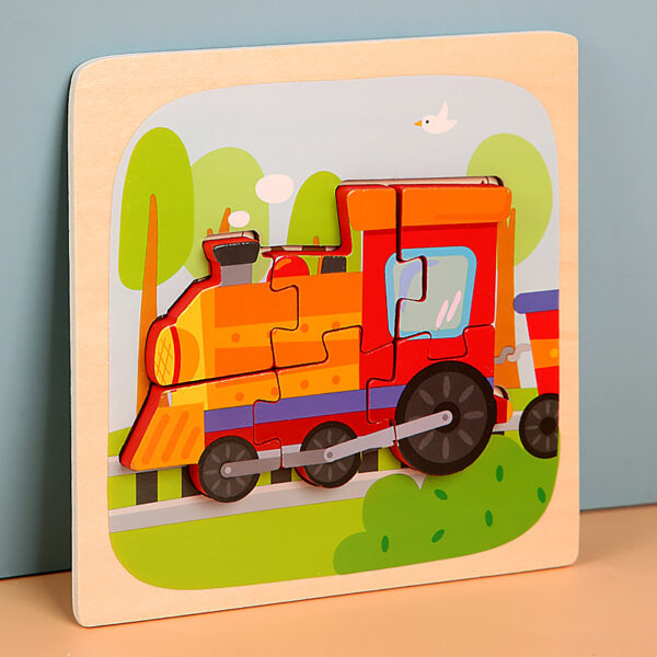 Wooden Children Cartoon Stereoscopic Puzzle - Image 6