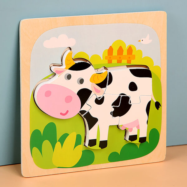 Wooden Children Cartoon Stereoscopic Puzzle - Image 8
