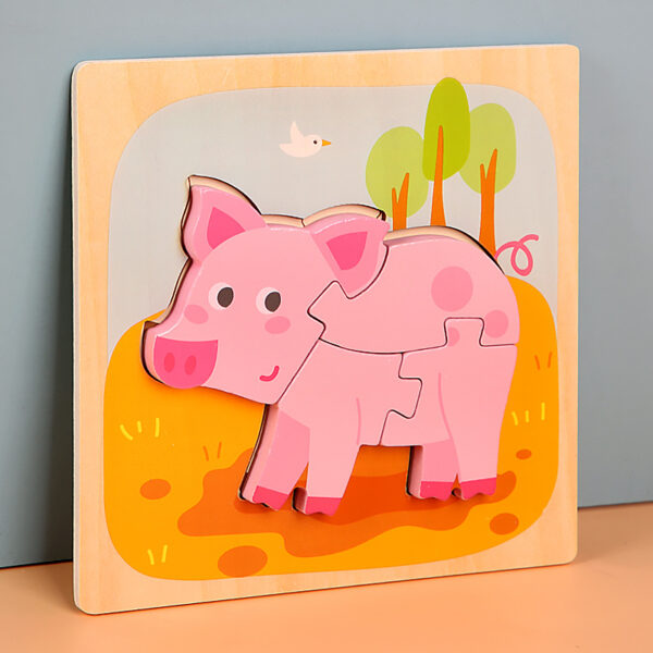 Wooden Children Cartoon Stereoscopic Puzzle - Image 9