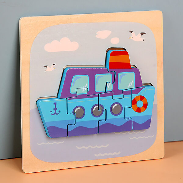 Wooden Children Cartoon Stereoscopic Puzzle - Image 10