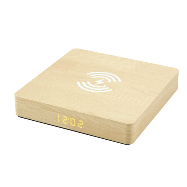 Multi-Function Digital Clock Wireless Charger Wooden Alarm Clock - Image 2