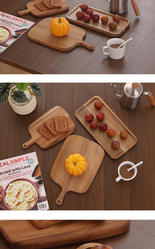 Wooden Pizza Plate Cutlery Steak Plank Household Solid Wood Bread Tray - Image 3