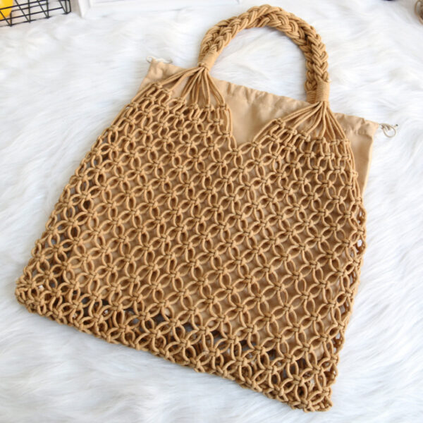Cotton Rope Bag Travel Woven Fishing Net Beach Bags Shopping Bag Shoulder Handbag - Image 7