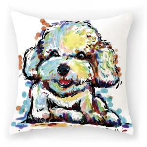 Cartoon Dog Pillow Case - Cute Hand-Painted Linen