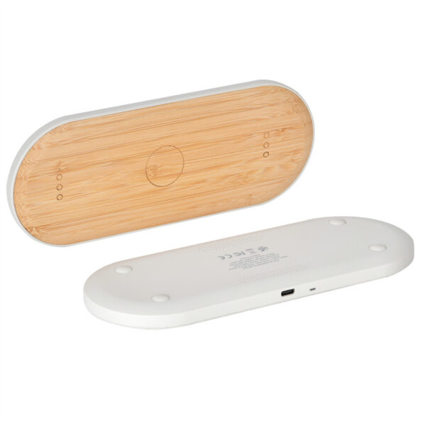 15W Bamboo 3-in-1 Wireless Charger for iPhone, Watch, Earbuds - Image 2