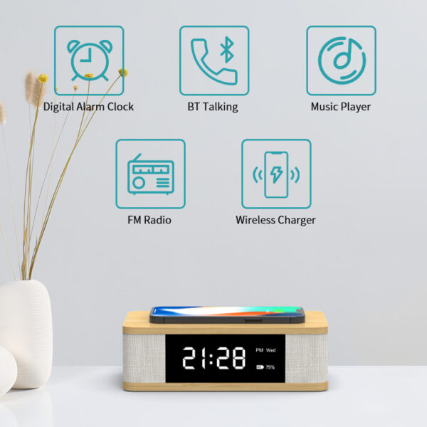 3-in-1 Wireless Charger Bluetooth Speaker Clock - Image 3