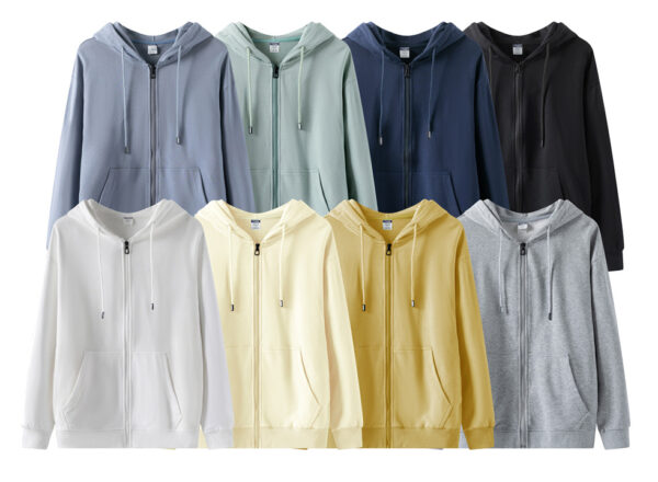 300g Cotton Drop Shoulder Hoodie: Zip-Up Loose Fit Jacket - Image 6