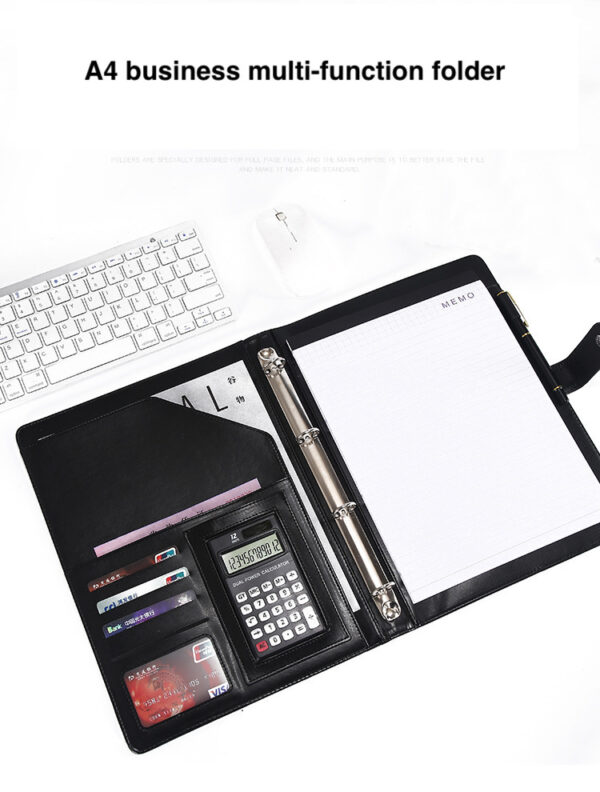 Multifunctional A4 Faux Leather Magnetic Business Folder - Image 2