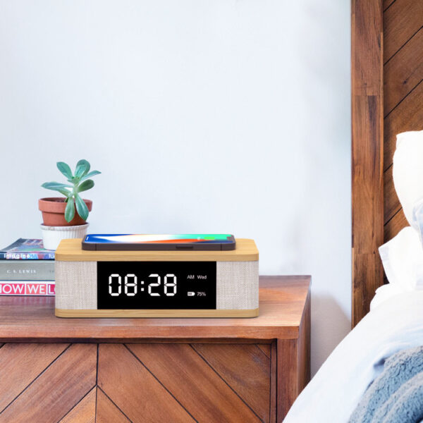 3-in-1 Wireless Charger Bluetooth Speaker Clock - Image 4