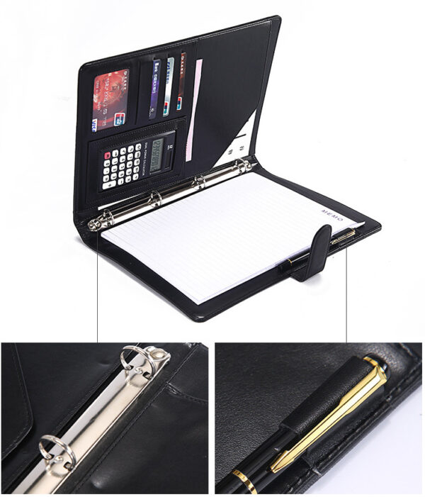 Multifunctional A4 Faux Leather Magnetic Business Folder - Image 3