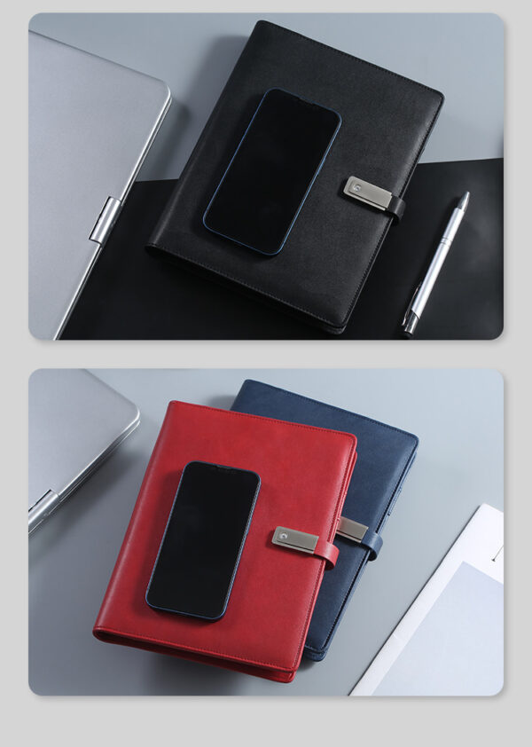 A5 Leather Power Notebook Gift Set with Wireless Charger - Image 3