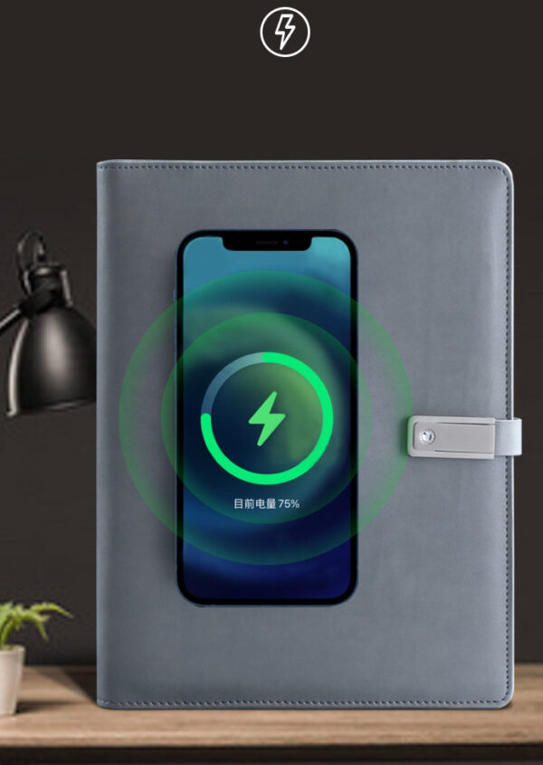 A5 Leather Power Notebook Gift Set with Wireless Charger - Image 4