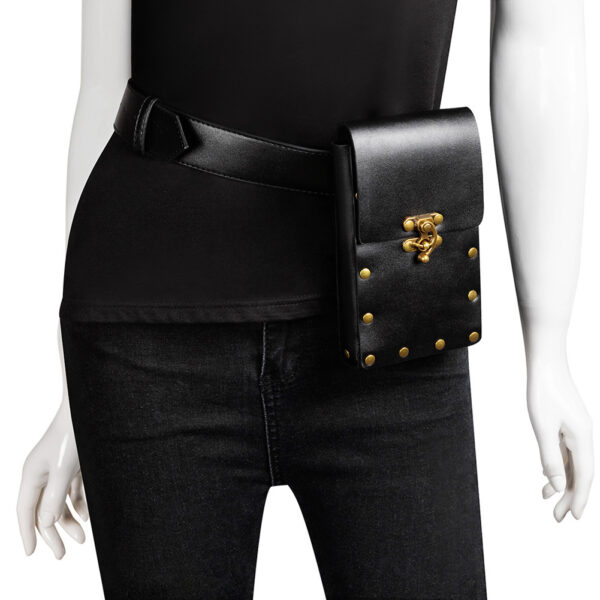 Vintage Punk Mini Waist Bag: Brown, Outdoor Phone Pouch - Image 6