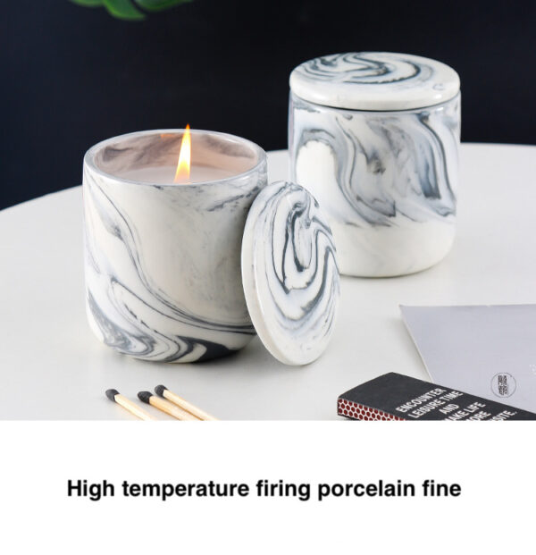 Custom Marble Candle Jar Set with Lid, DIY Logo, Ceramic - Image 3
