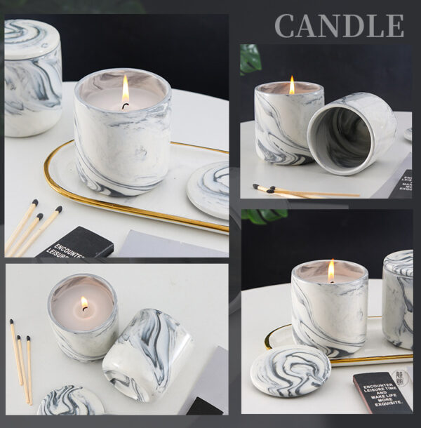 Custom Marble Candle Jar Set with Lid, DIY Logo, Ceramic - Image 4