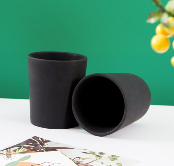Custom Black Ceramic Candle Jars with Wooden Lids - Set - Image 4