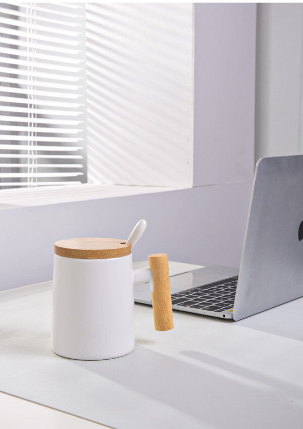 Nordic 55°C Ceramic Mug with Wooden Handle - Heated Coffee Cup - Image 7