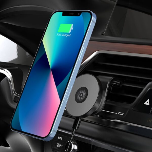 Magnetic 15W Wireless Charger for iPhone 12 Car Mount - Image 6