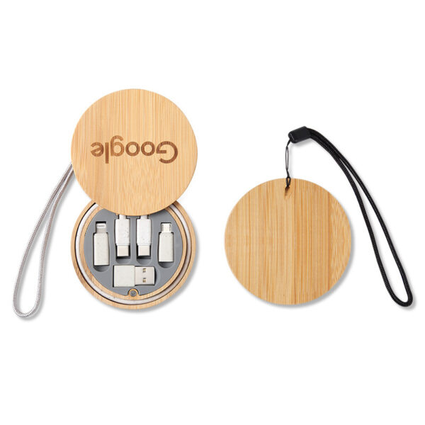 60W Bamboo Multi-Function Charger & Cable Organizer - Image 3