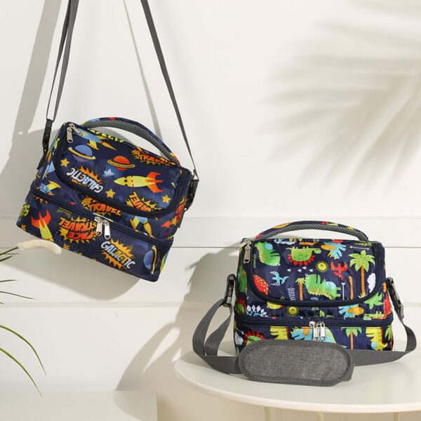 Cartoon Dual-Layer Lunch Bag: Oxford Fabric, Crossbody - Image 6