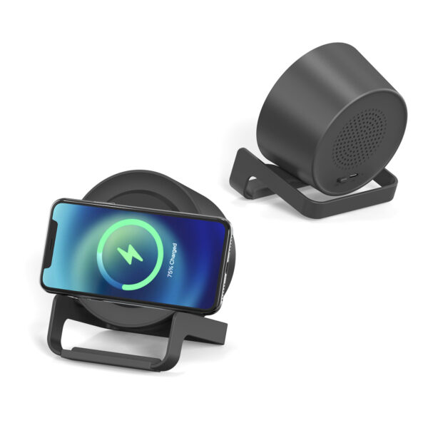 2024 Wireless Charger Stand with LED Logo & Bluetooth Speaker