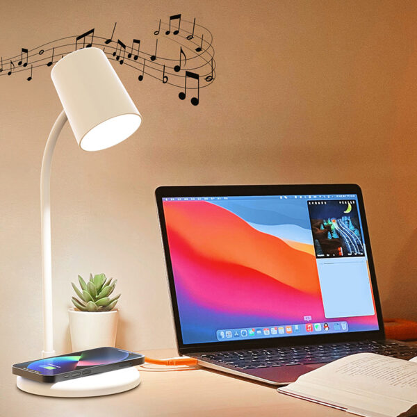 10W LED Desk Lamp Bluetooth Speaker Wireless Charger - Image 5