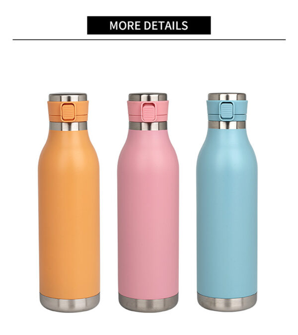 750ml Wide Mouth Vacuum Sports Bottle: 304 Stainless Steel - Image 3