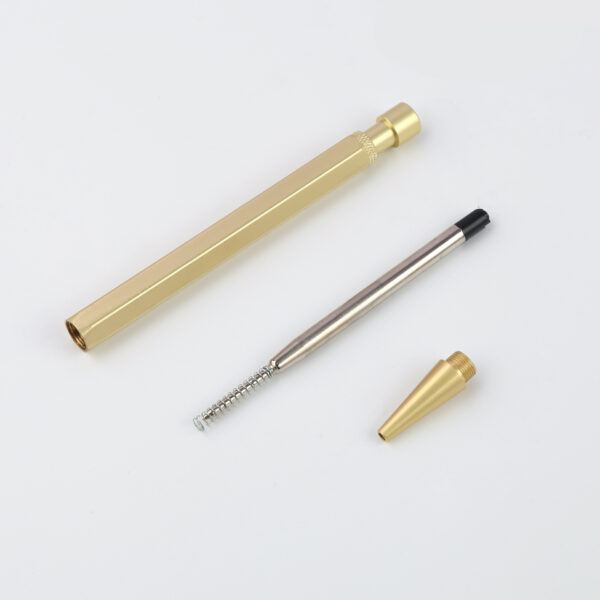 Press Ballpoint Pen: Brass, Hexagonal, Business Gift - Image 3