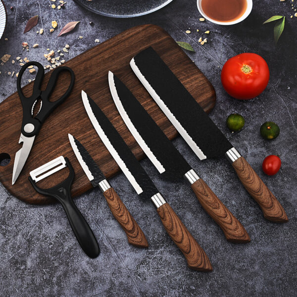 Hammered 6-Piece Forged Stainless Steel Knife Set - Image 3