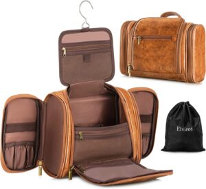 Large Waterproof Hanging Toiletry Bag - Unisex PU Leather