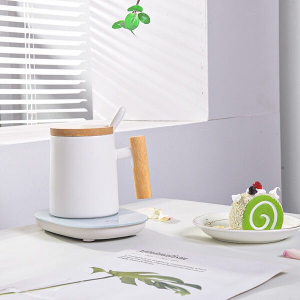 Nordic 55°C Ceramic Mug with Wooden Handle - Heated Coffee Cup - Image 3