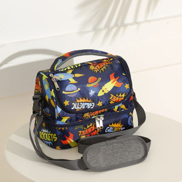 Cartoon Dual-Layer Lunch Bag: Oxford Fabric, Crossbody - Image 7