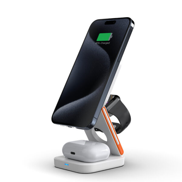 15W Foldable 3-in-1 MagSafe Wireless Charger Stand - Image 3