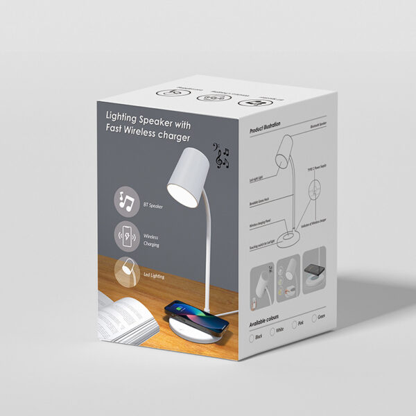 10W LED Desk Lamp Bluetooth Speaker Wireless Charger - Image 3