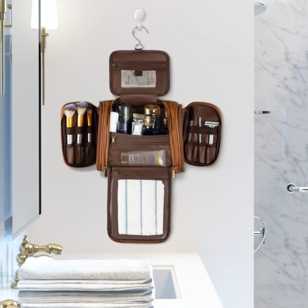 Large Waterproof Hanging Toiletry Bag - Unisex PU Leather - Image 6