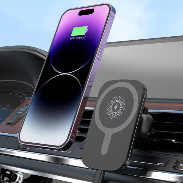 15W Magnetic Aluminum Wireless Charger for iPhone 12 - Image 2