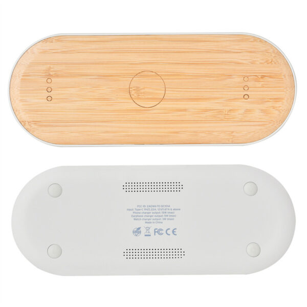 15W Bamboo 3-in-1 Wireless Charger for iPhone, Watch, Earbuds