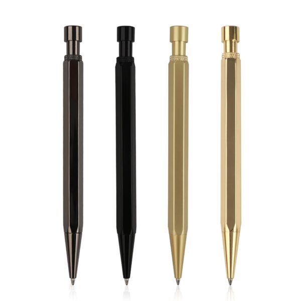 Press Ballpoint Pen: Brass, Hexagonal, Business Gift