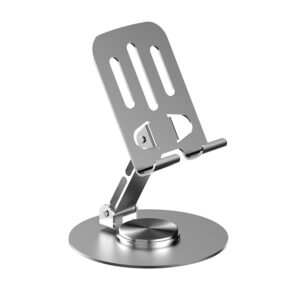 Portable Metal Phone Stand: Foldable, Rotating, Desktop Holder